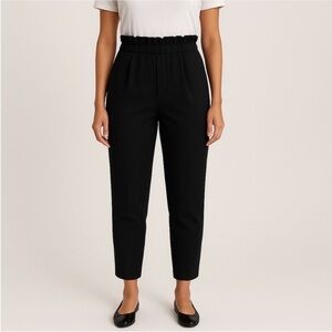 Topshop High Rise Pants Pleated Cropped Tailored Trousers Black Size 4 Small